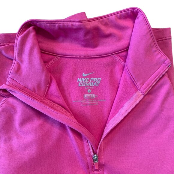 Nike Pro-Combat Dri-Fit 1/4 Zip Long Sleeve Womens Fitted Pullover Shirt- L-New - Picture 6 of 12